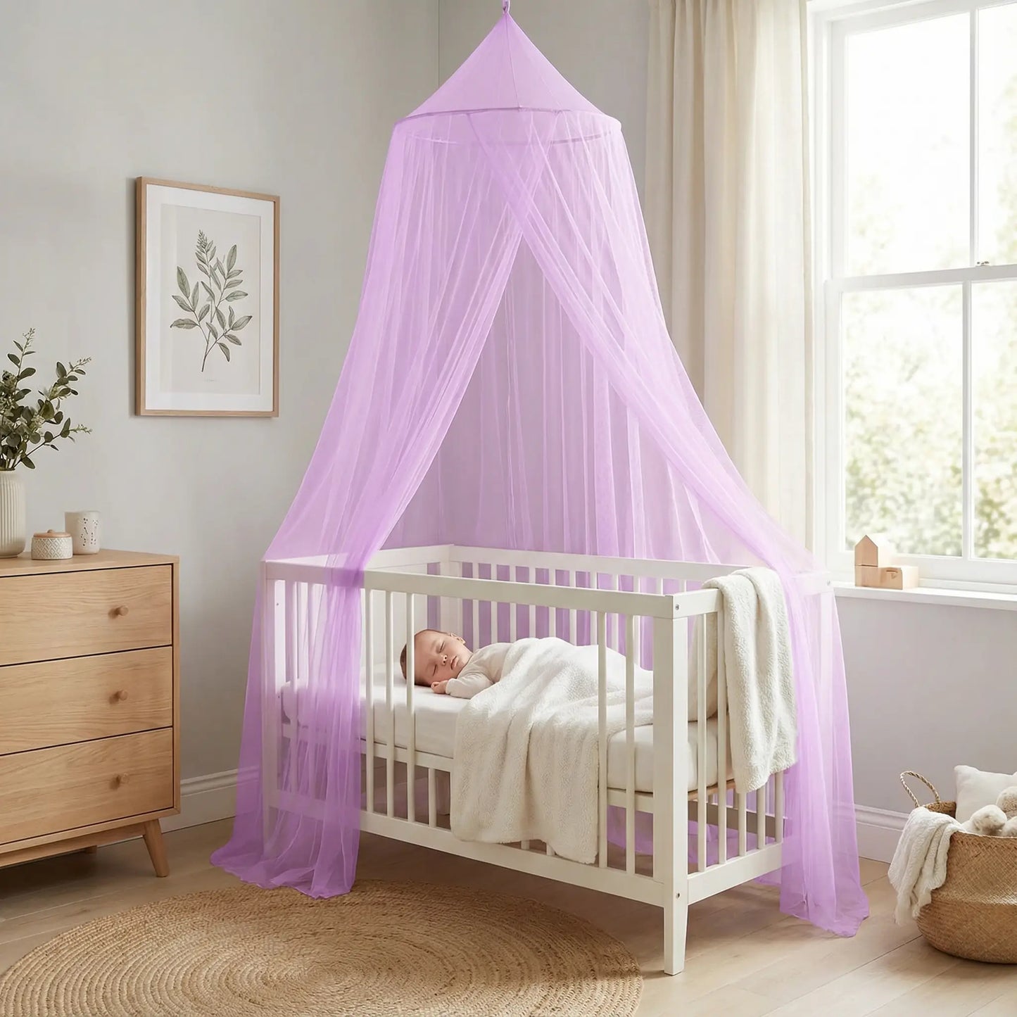 Ciel-de-lit-bébé-Pailleté-Violet-Harmonieux-haute-qualité