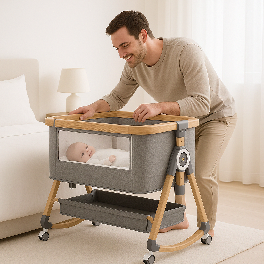 lit-bébé-cododo-gris-acajou-confortable-chaleureux