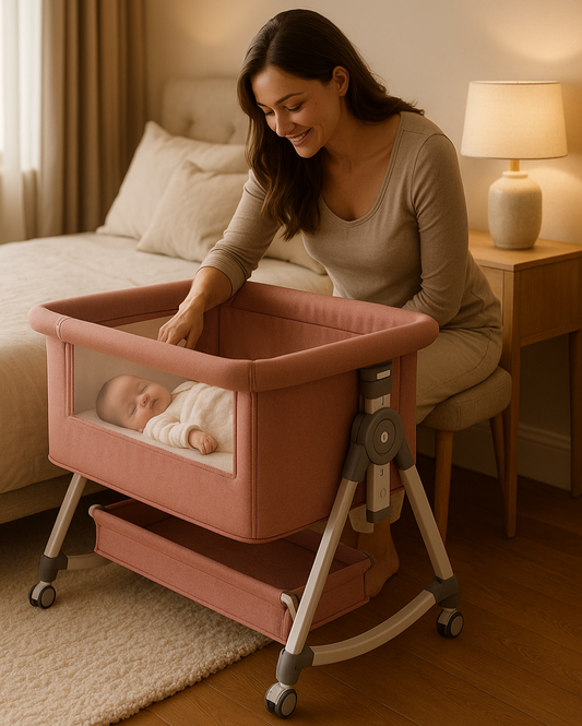 lit-bébé-cododo-rose-pâle-sommeil-serein