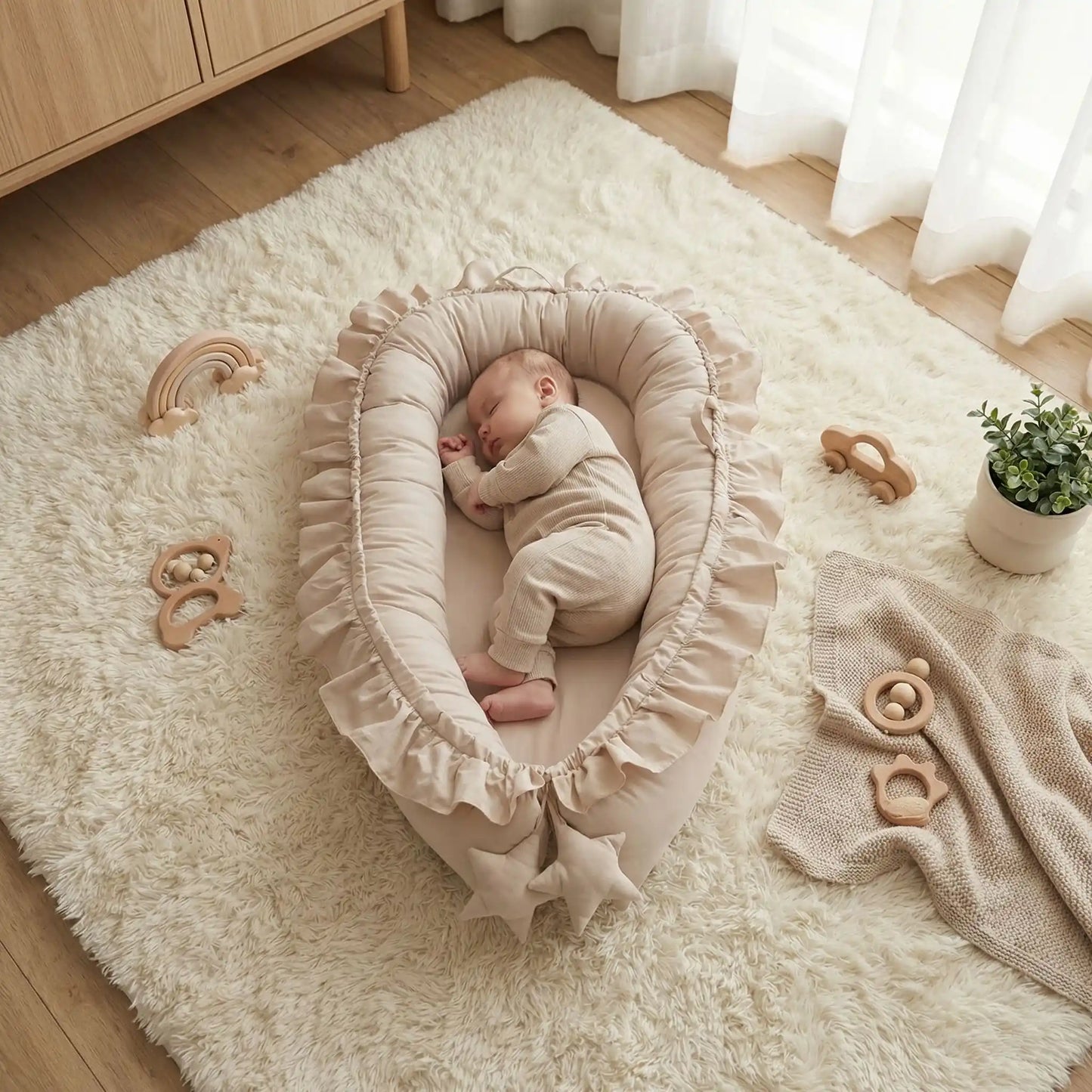 réducteur-de-lit-bébé-beige-rassurant