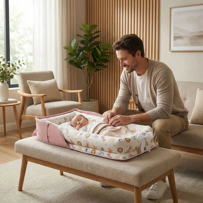 cocon-bébé-blanc-savane-rose-transportable