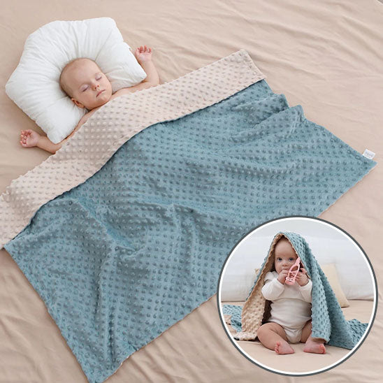 couverture-bébé-bleu-beige-sommeil-paisible