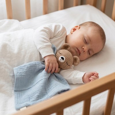 Doudou bebe bleu confortable et doux pour bébé