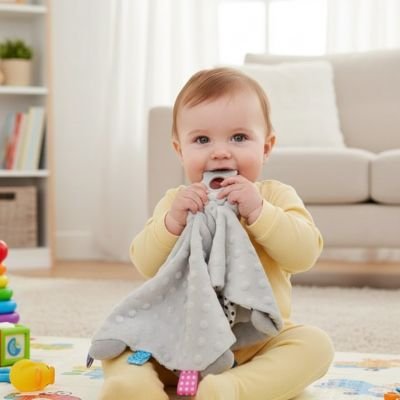 Doudou bébé éléphant aide le bébé avec sa dentition
