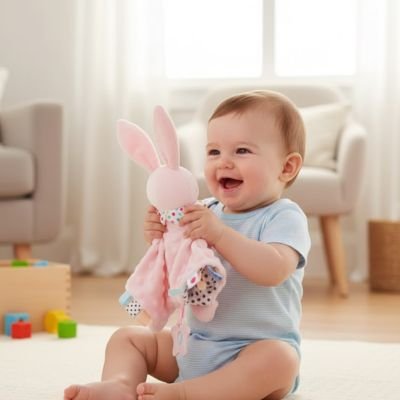 Doudou bébé lapin réconforte bébé et est soyeux