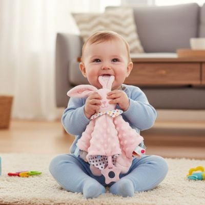 Doudou bébé lapin sécurise le bébé en tout temps 