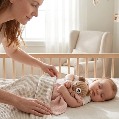 Doudou bebe rose maman réconforte bébé