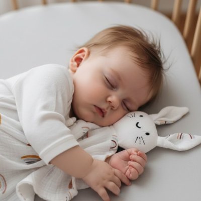 Doudou lapin arc-en-ciel est confortable et rassure le bébé
