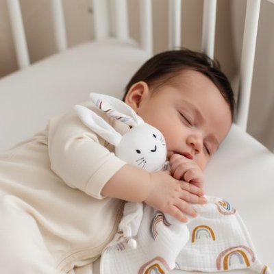 Doudou lapin arc-en-ciel est soyeux et durable 