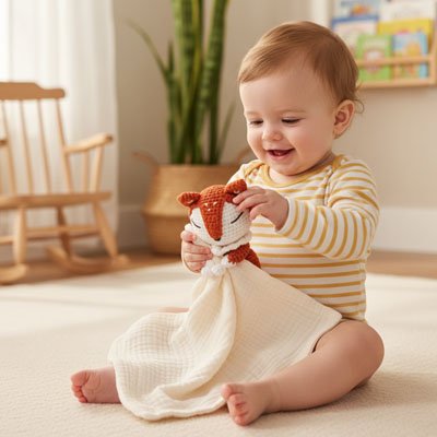 Doudou renard crème stimulant pour le bébé