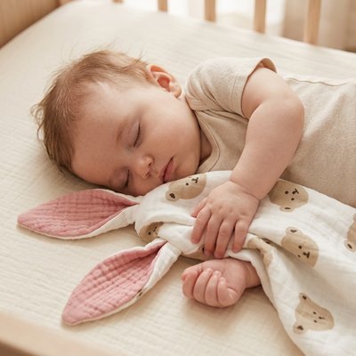 Doudou tête ourson rasure bébé au dodo