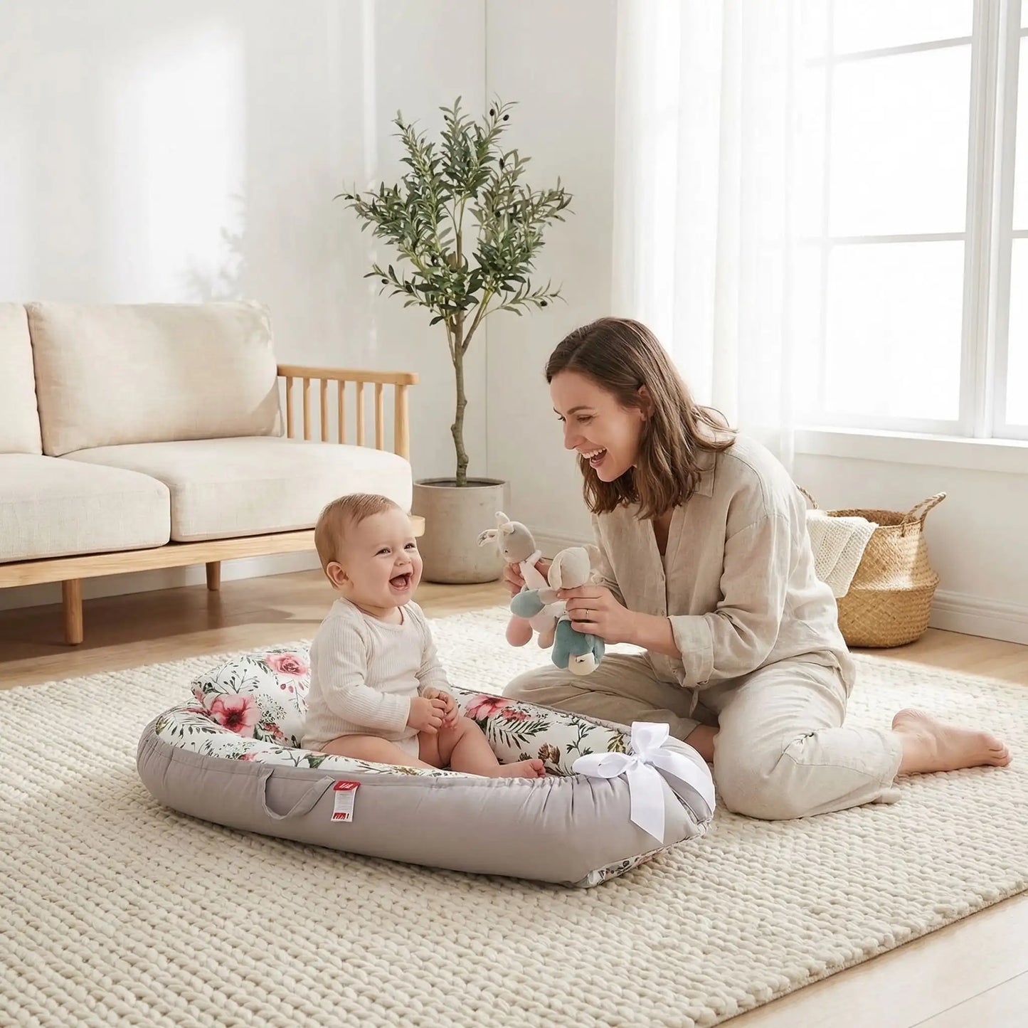 Réducteur de lit - NidPortableBébé™- Fleurs