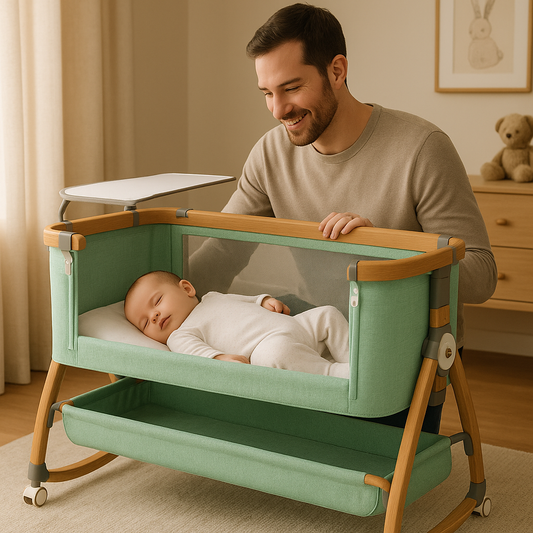 lit-bébé-cododo-vert-turquoise-sommeil-réparateur