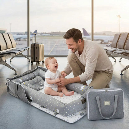 nid-bébé-gris-couronne-gris-transportable-sécuritaire