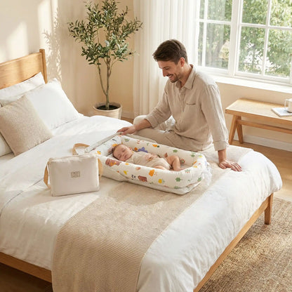 nid-pour-bébé-blanc-festif-beige-transportable-utile