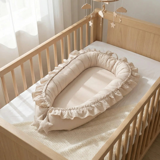 réducteur-de-lit-bébé-beige-confortable-sécuritaire