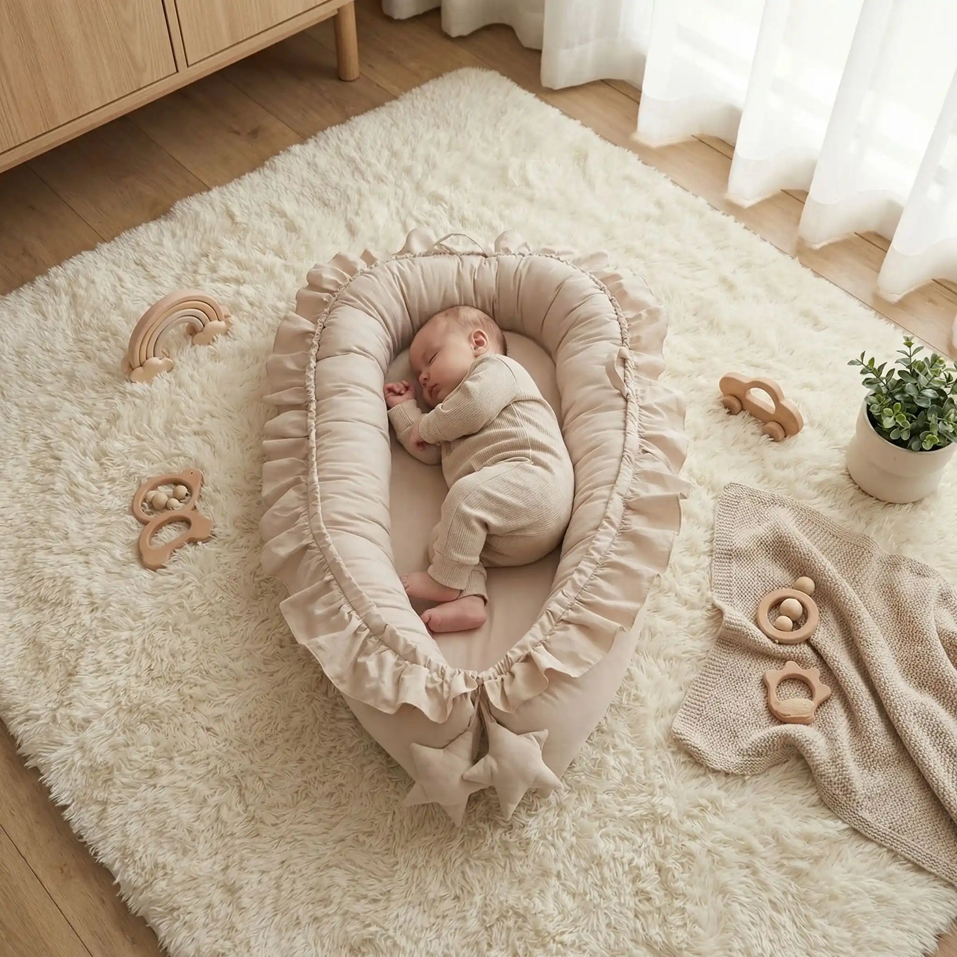 réducteur-de-lit-bébé-beige-rassurant
