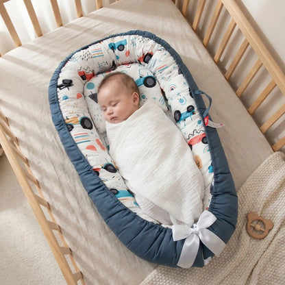 réducteur-de-lit-bébé-nidportablebebe-voiture-bleue-confortable-sécuritaire