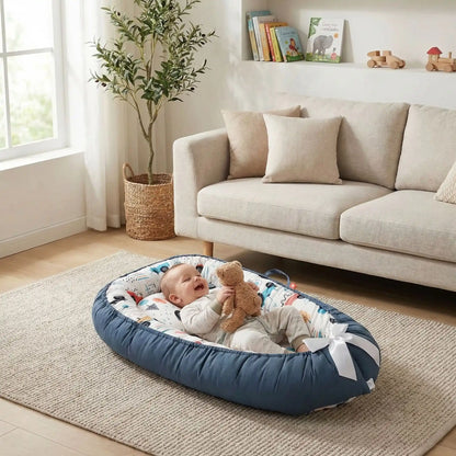 réducteur-de-lit-bébé-nidportablebebe-voiture-bleue-stimulant-doux