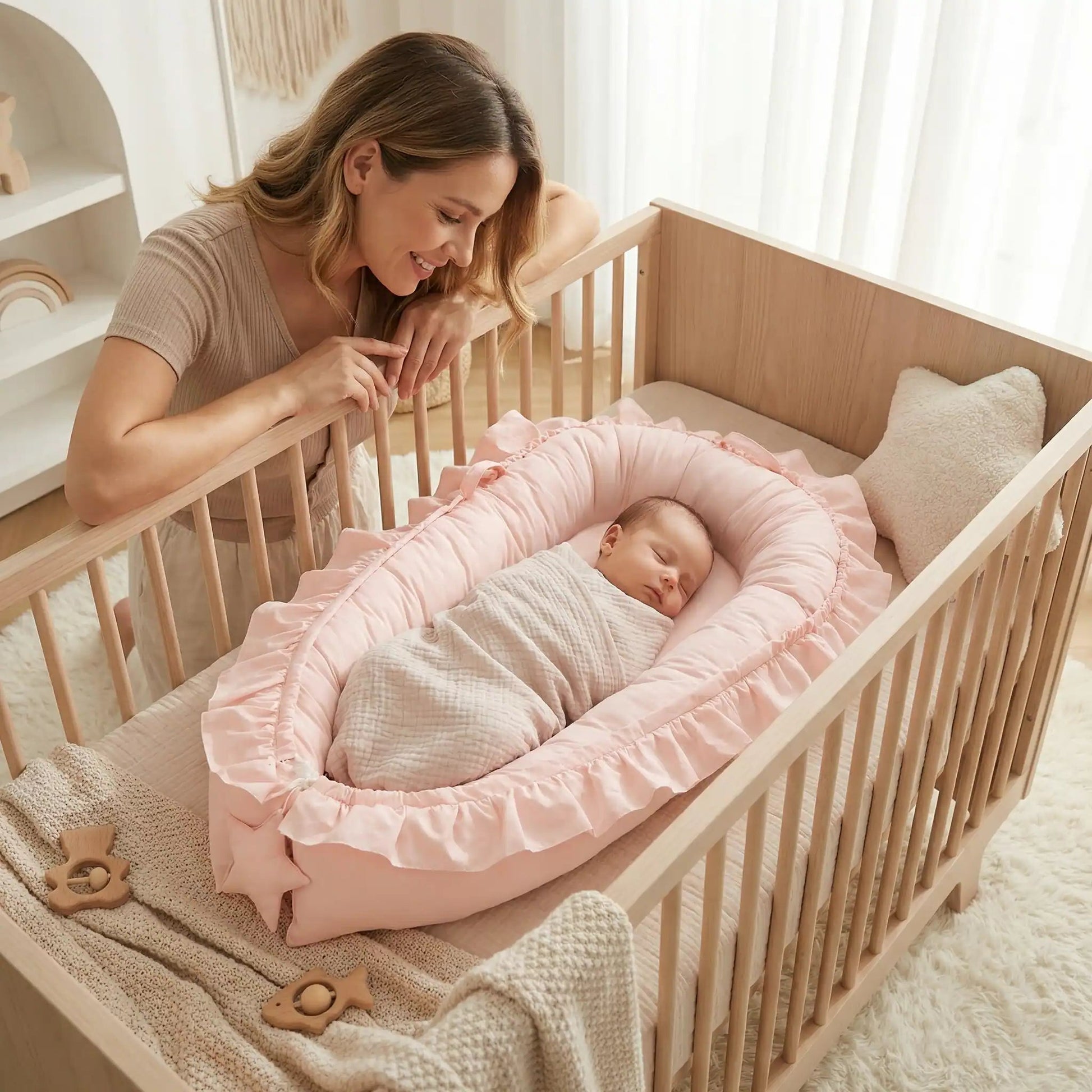 réducteur-de-lit-bébé-rose-apaisant-douillet