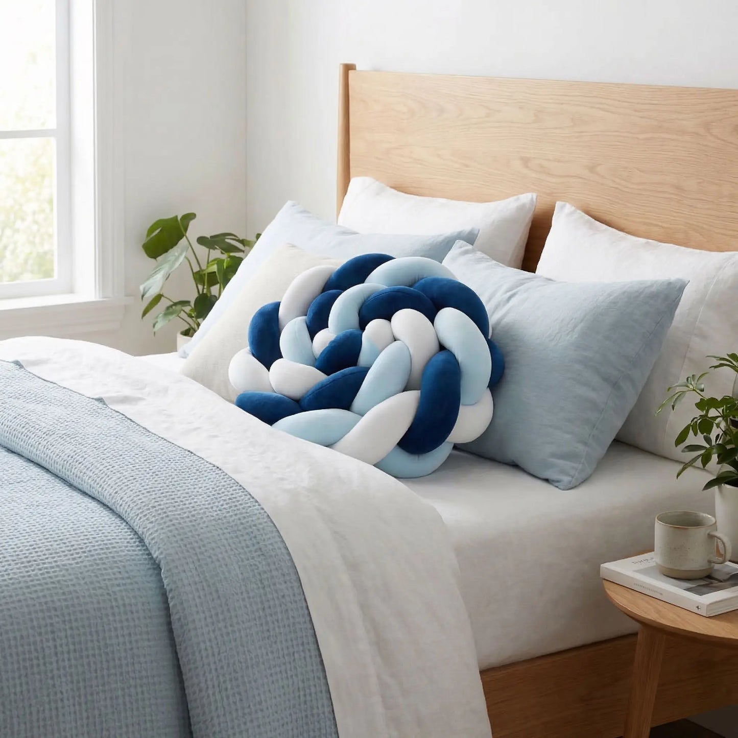 tour-de-lit-tressé-bleu-marin-bleu-clair-blanc-design-tresse