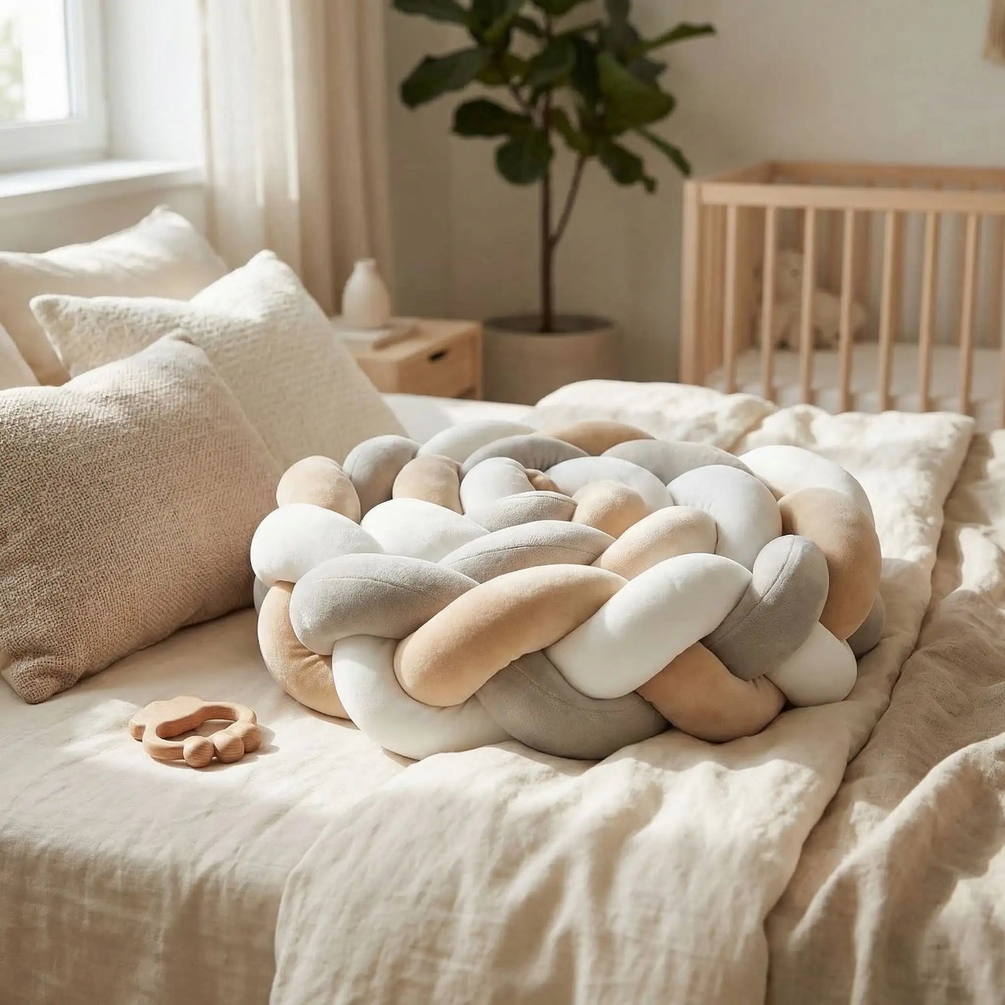 tresse-de-lit-bébé-beige-blanc-gris-multi-usage