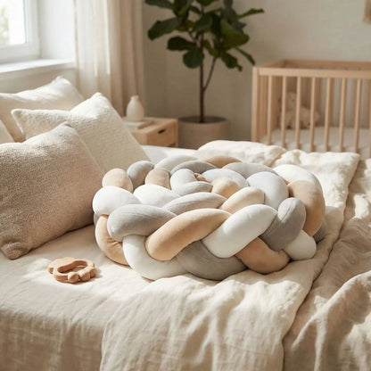 tresse-de-lit-bébé-beige-blanc-gris-multi-usage