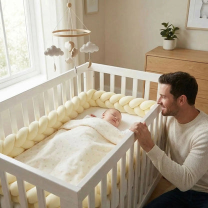 tresse-de-lit-bébé-jaune-pale-apaisante-douce
