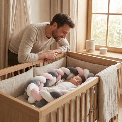 tresse-de-lit-bébé-noir-rose-blanc-sécuritaire