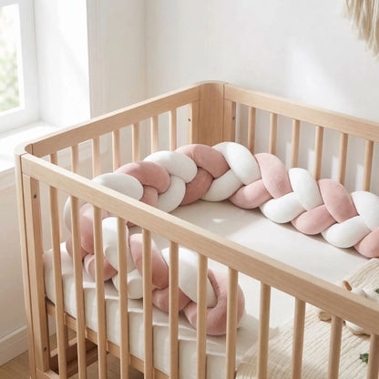 tresse-de-lit-rose-poudré-blanc-tissu-doux